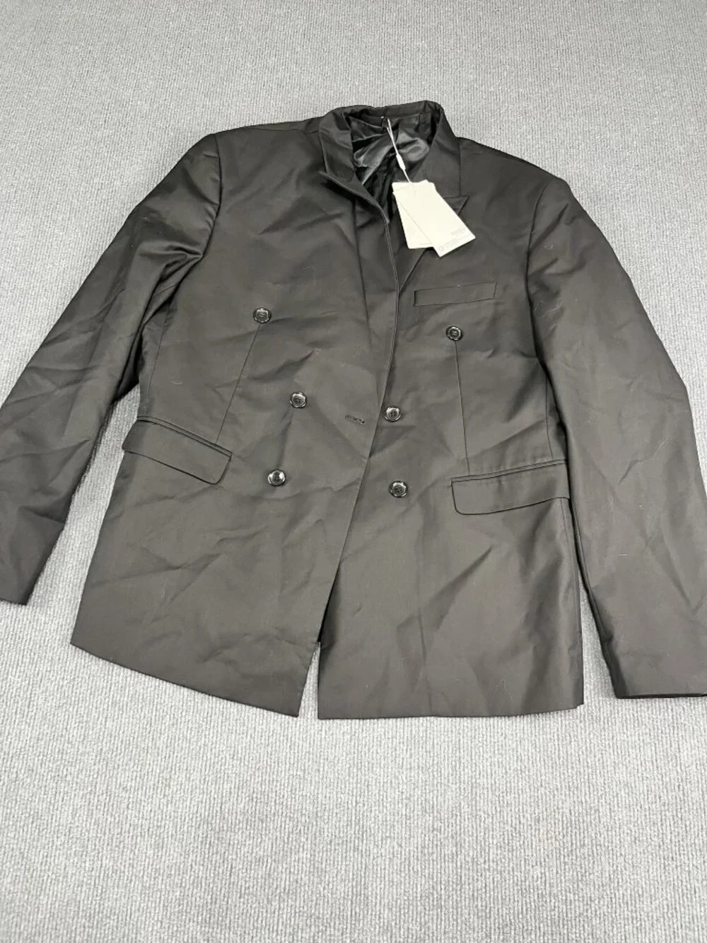 Mogu Mens Black Double-Breasted Blazer 42 NWT